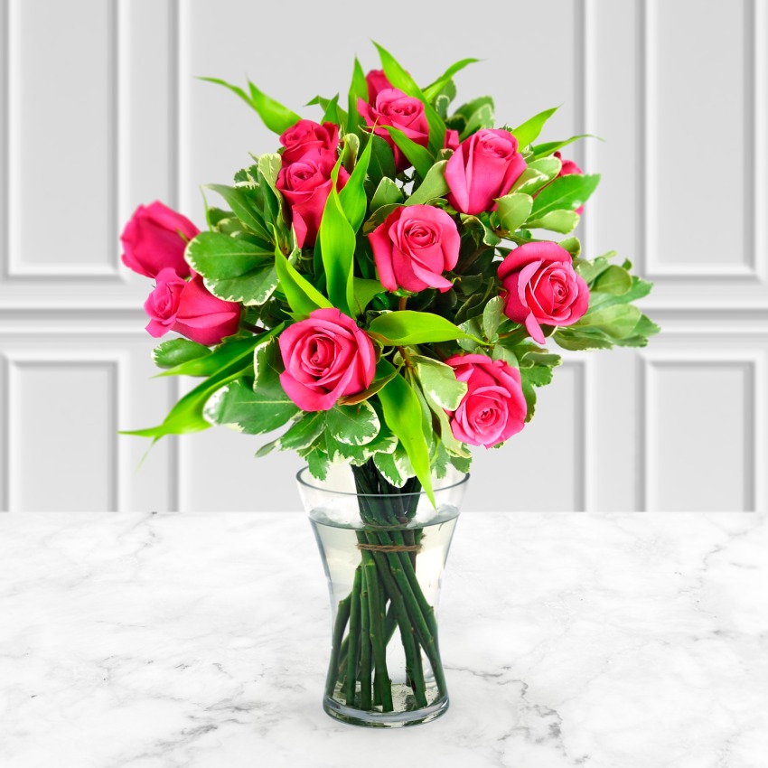 Dozen Deluxe Pink Roses