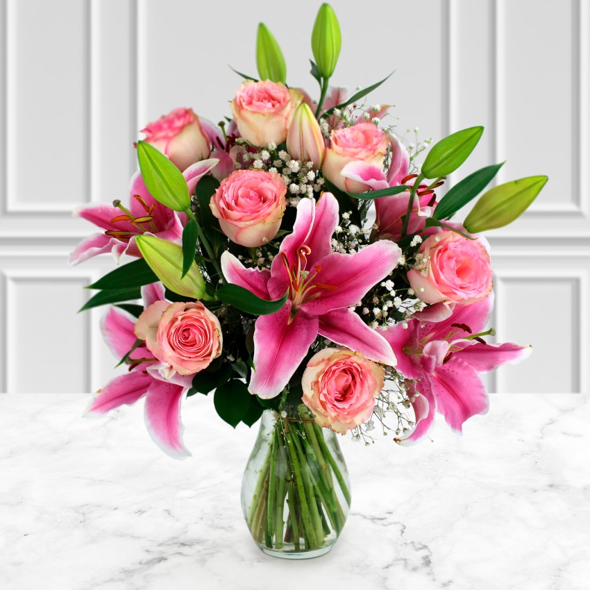 Pink Rose & Lily Bouquet