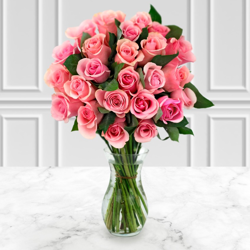 Two Dozen Deluxe Pink Roses