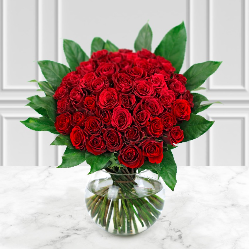 Click to view product details and reviews for Mass Of 50 Red Roses.