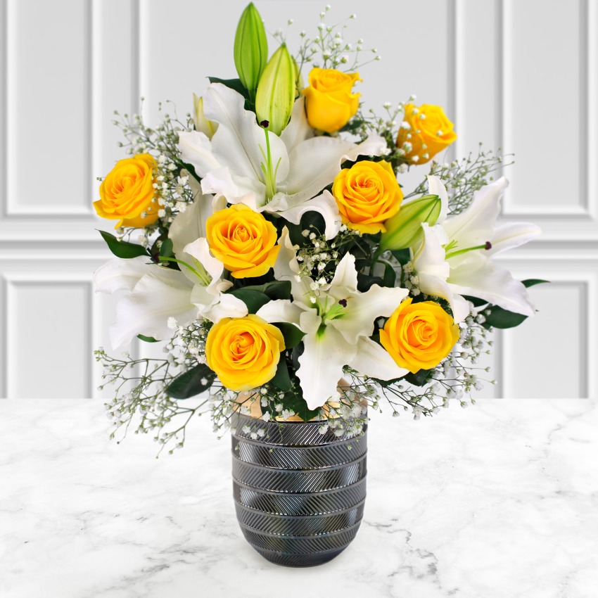 Yellow Rose & Lily Bouquet